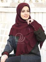 ست روسری چین سوزنی و ساق دست 4دکمه پرنسسی - Image 5