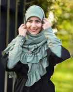 ست روسری چین سوزنی و ساق دست 4دکمه پرنسسی - Image 11