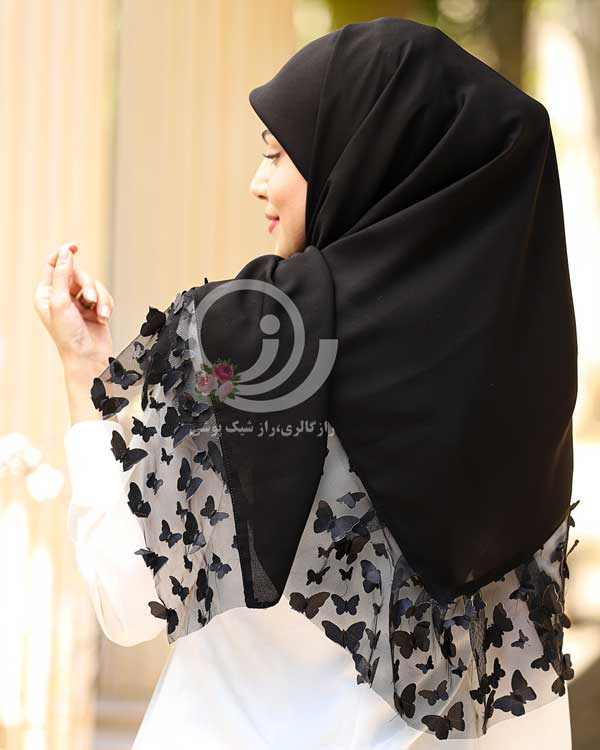 روسری مجلسی پروانه ای مشکی