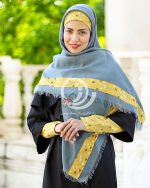 ست-روسری-و-ساقدست--وهدبند-زرد-و-طوسی-برگی-1