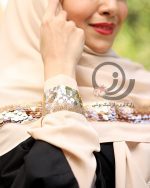 ست روسری و ساقدست کرم پولکی