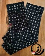 ست روسری نخی و ساق دست و هدبند مشکی طرحدار - Image 2