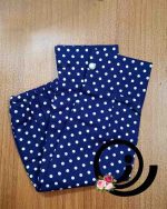 ست روسری نخی و ساق دست و هدبند سرمه ای خالدار - Image 2