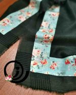 ست روسری نخی و ساق دست و هدبند یشمی گلدار - Image 3