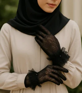 دستکش توری مشکی مجلسی