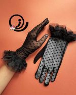 دستکش توری قلبی مشکی زنانه رازگالری