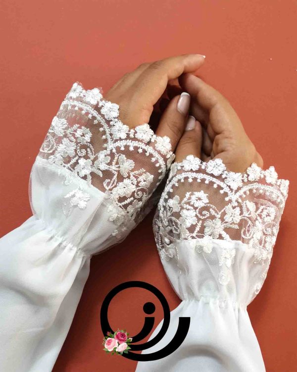 ساق دست پرنسسی عروس توری گیپوری شیری