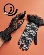 دستکش مجلسی گیپوری مشکی زنانه رازگالری
