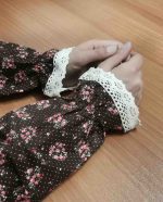 ساق دست چیندار با نوار کتان کرم، سایز 2