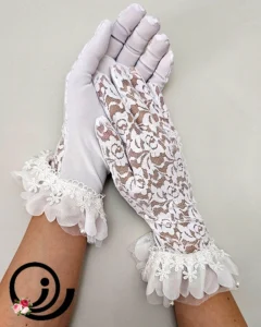 نما از کفی دستکش عروس گیپوری سفید