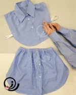 ست دامنی فیک و یقه حجاب و ساقدست راه راه