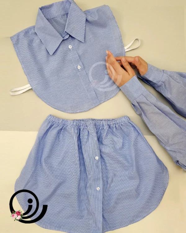 ست دامنی فیک و یقه حجاب و ساقدست راه راه