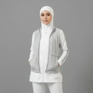 مقنعه زیرشالی سفید با استایل ورزشی