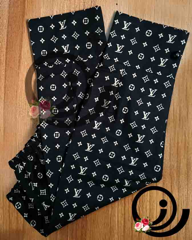 ست روسری نخی و ساق دست و هدبند مشکی طرحدار - Image 2