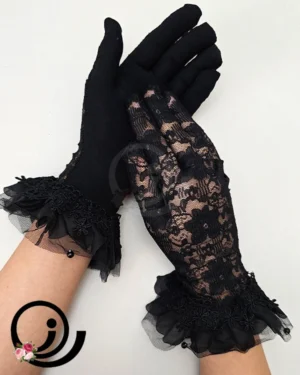 دستکش گیپوری پرنسسی مشکی زنانه