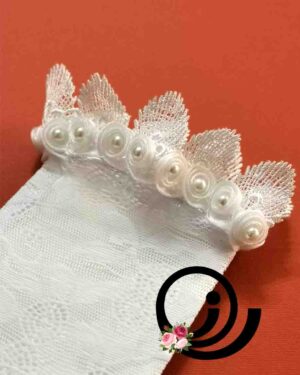 دستکش توری شکوفهای عروس سفید زنانه