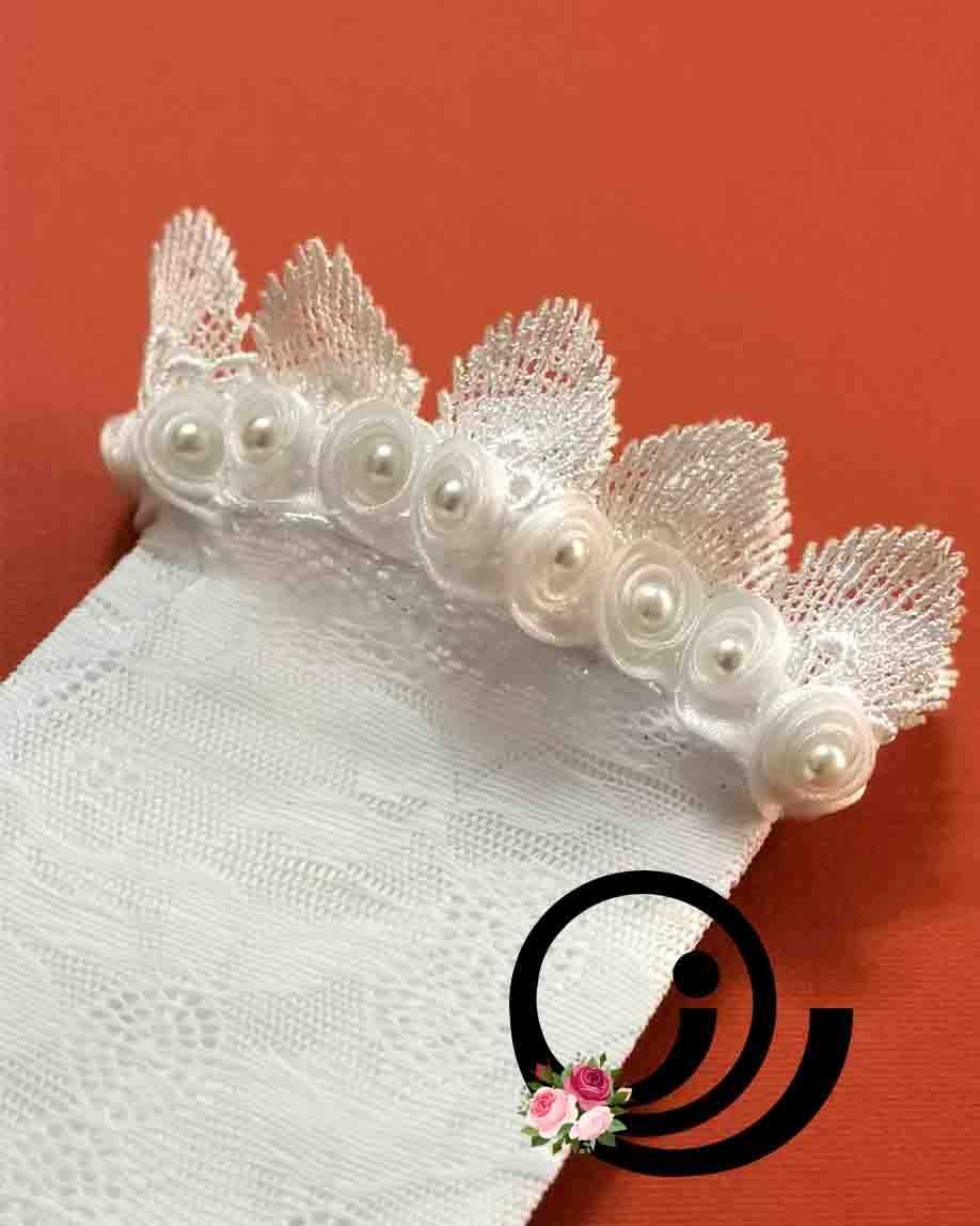 دستکش توری شکوفهای عروس سفید زنانه - Image 2