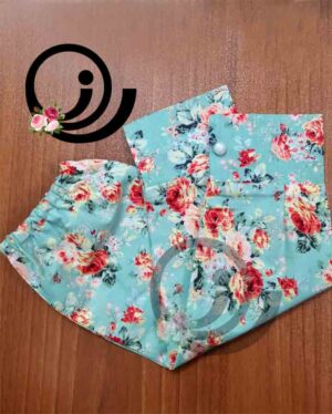 ست روسری نخی و ساق دست و هدبند یشمی گلدار