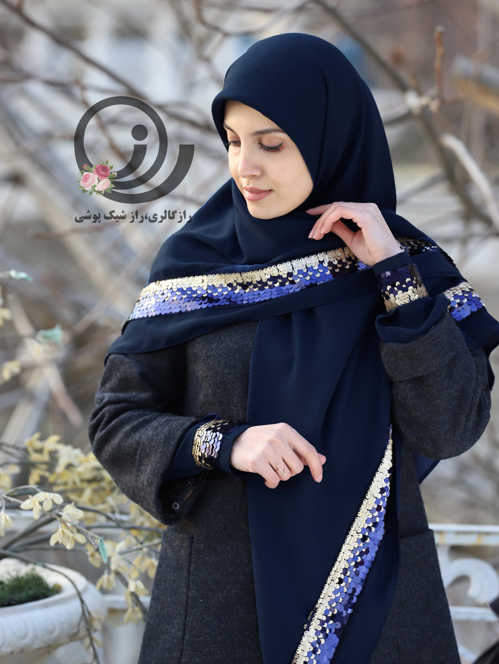 ست روسری و ساق دست پولکی - Image 4