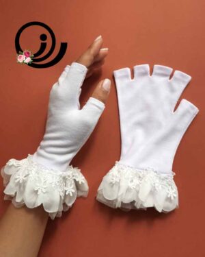 دستکش نیمانگشتی تمامنخ مشکی و سفید