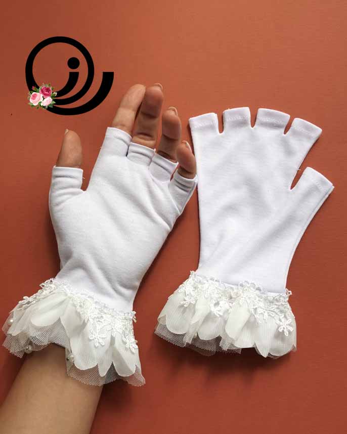 دستکش نیمانگشتی تمامنخ مشکی و سفید - Image 3