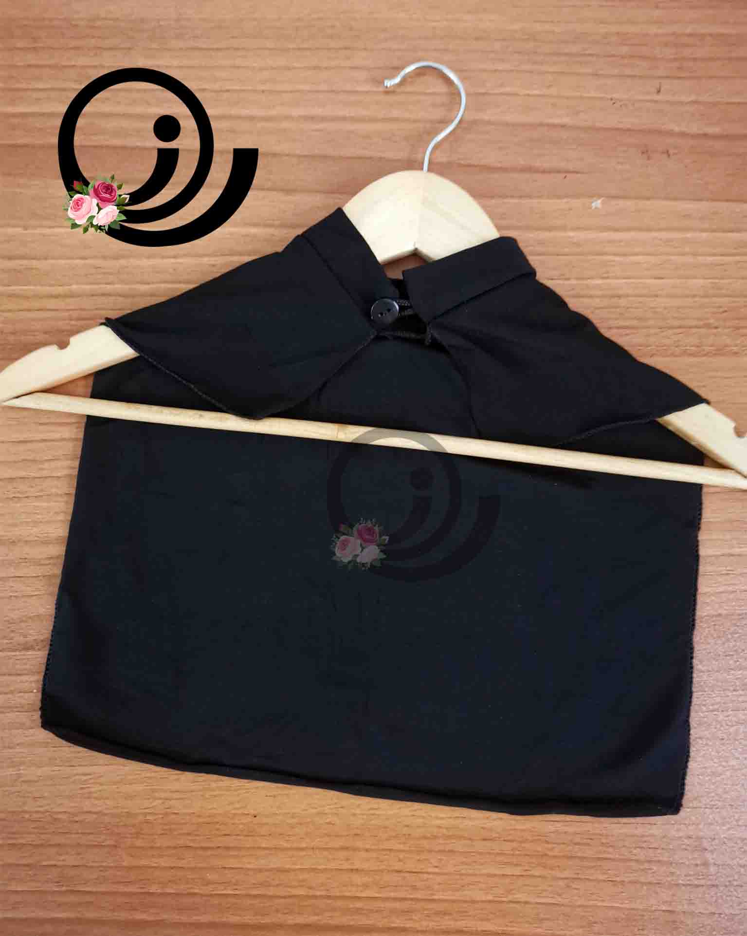 یقه حجاب ریون مشکی ساده - Image 2