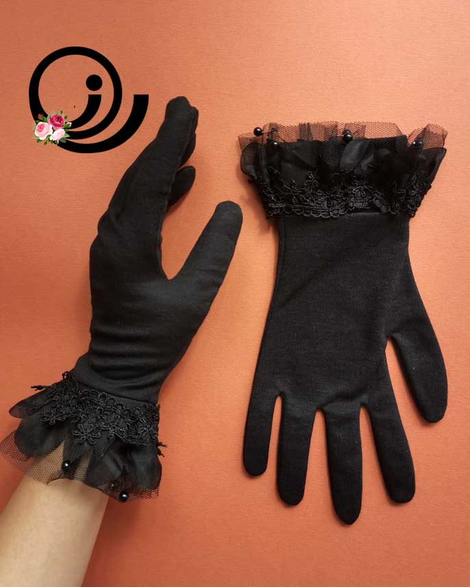 دستکش تمام نخی پرنسسی مشکی زنانه