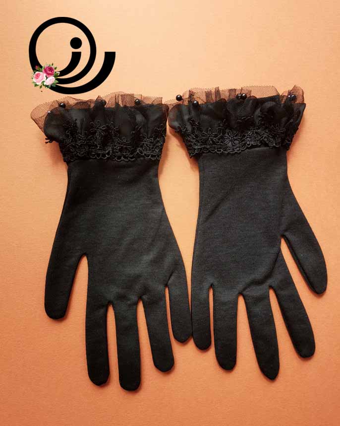 دستکش تمام نخی پرنسسی مشکی زنانه - Image 2