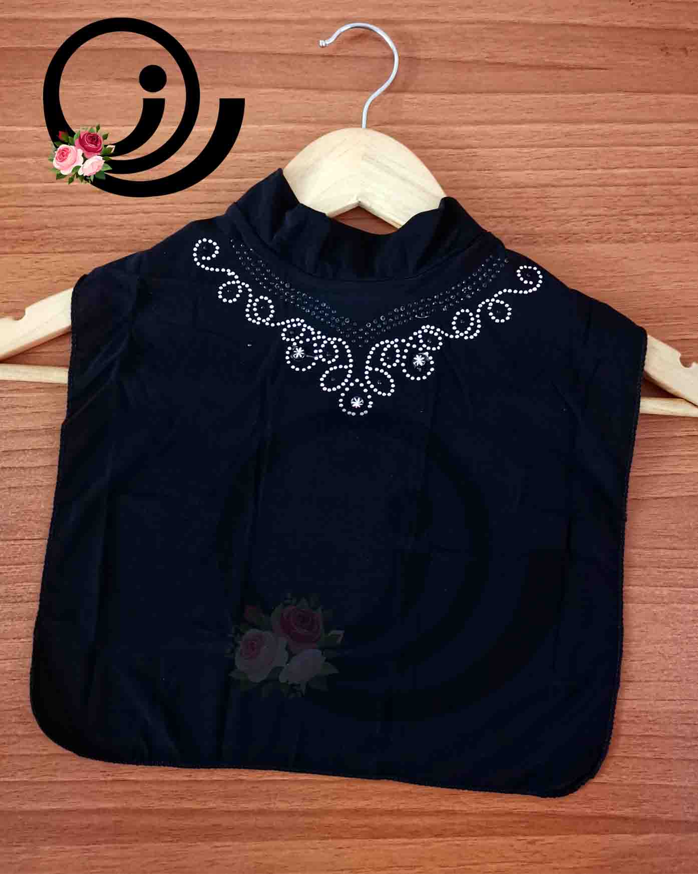 یقه حجاب نگینی ریون مشکی