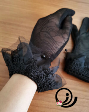 دستکش توری مشکی پرنسسی زنانه