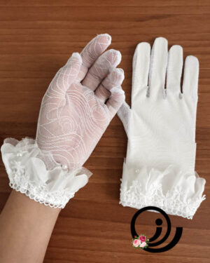 دستکش توری عروس پرنسسی سفید زنانه