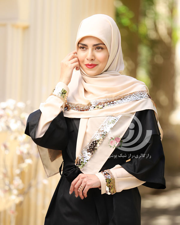 ست روسری و ساق دست پولکی - Image 5