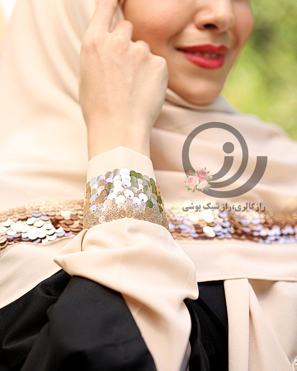 ست روسری و ساق دست پولکی - Image 6