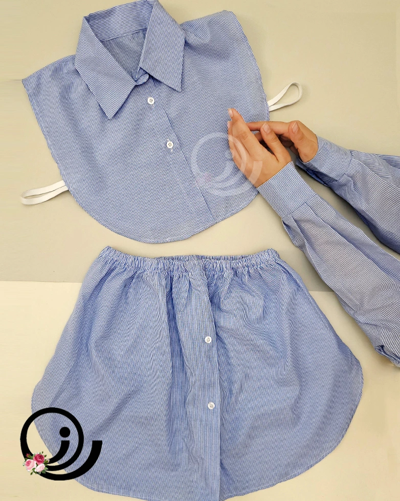 ست دامنی فیک و یقه حجاب و ساقدست راه راه