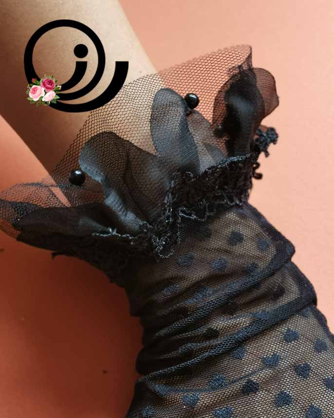 دستکش توری قلبی مشکی زنانه - Image 3