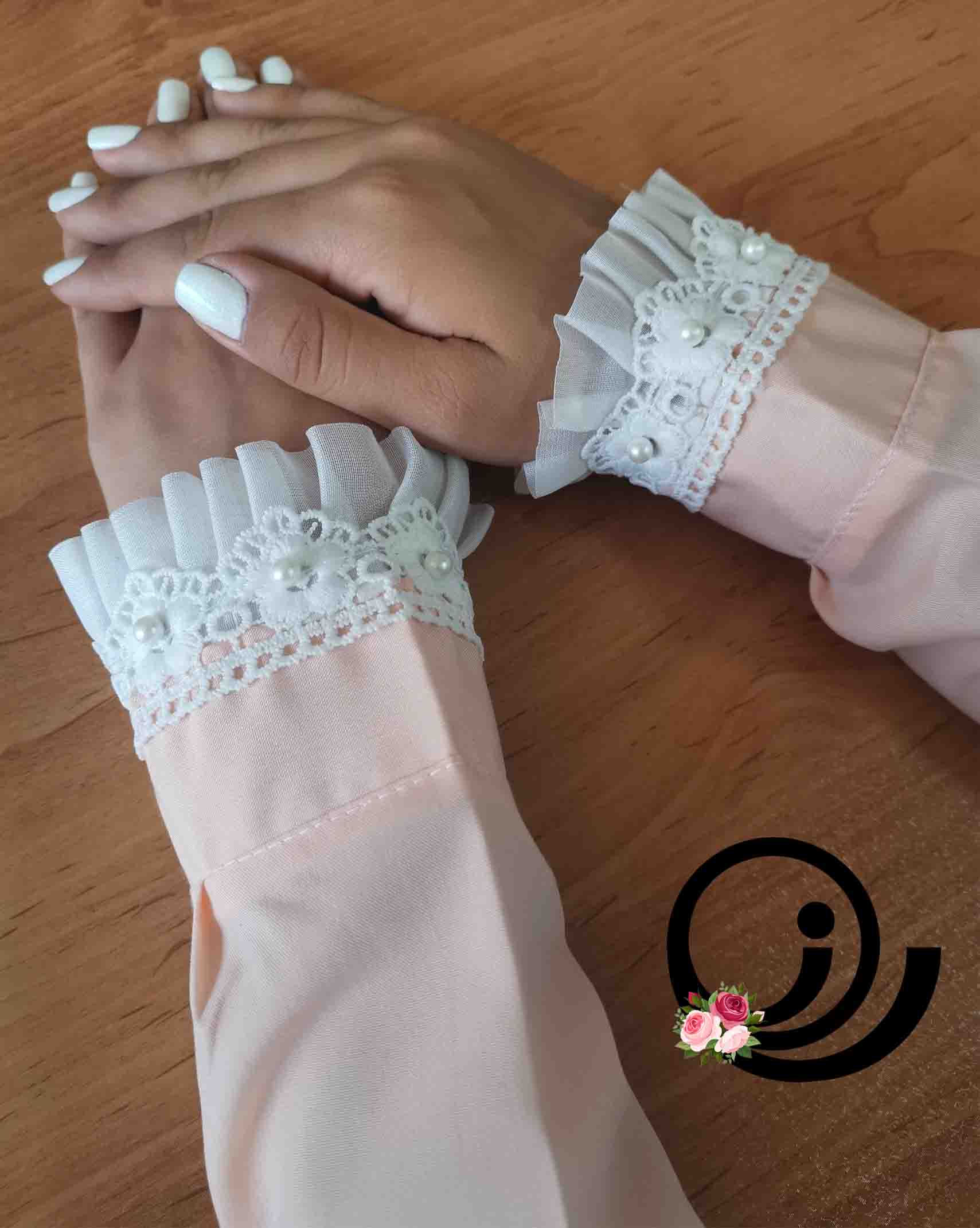 ساق دست عروس پرنسسی  تور و مرواریدی - Image 3