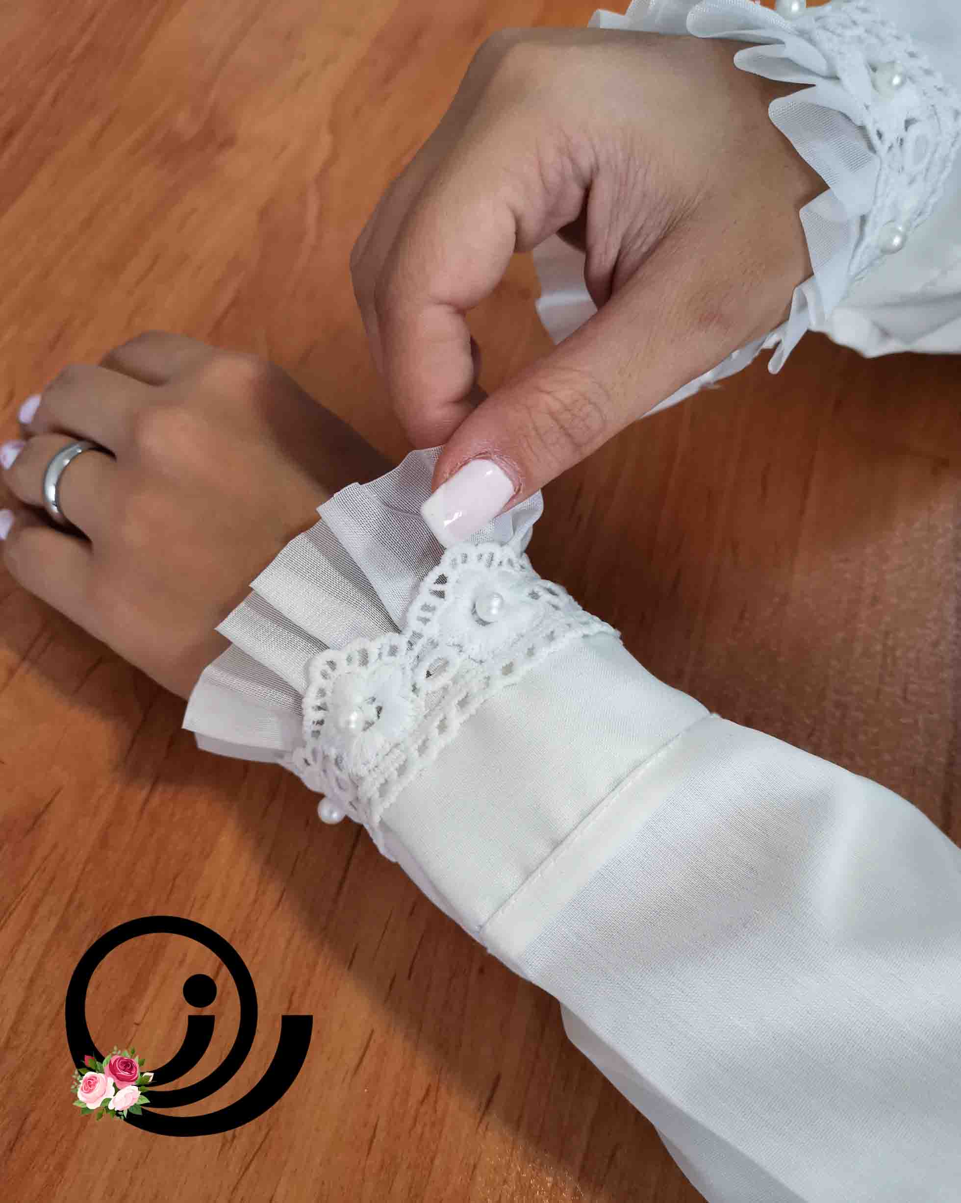 ساق دست عروس پرنسسی  تور و مرواریدی