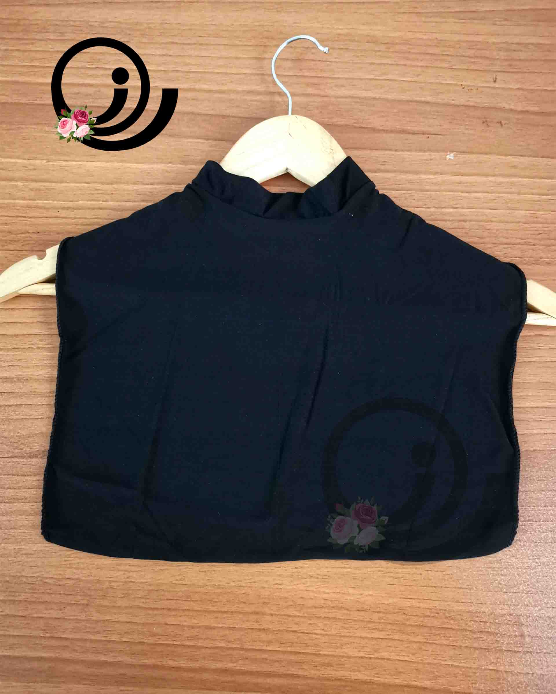 یقه حجاب ریون مشکی ساده