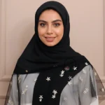 روسری مشکی وال اسلپ با حاشیه توری گلدار